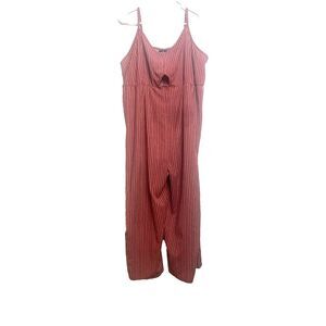Angie Jumpsuit Womens‎ 2X Brick Red Striped Wide Leg Hippie Indie Plus Ladies